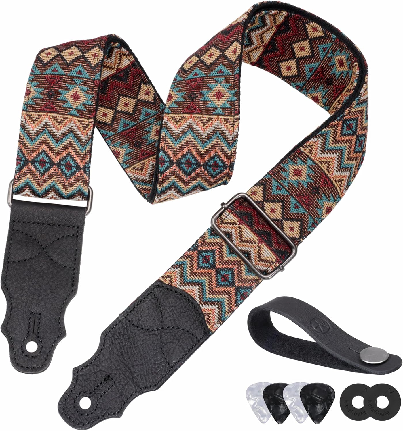 YIKOKO Guitar Strap: 2 Wide Cowhide Leather, Free Accessories