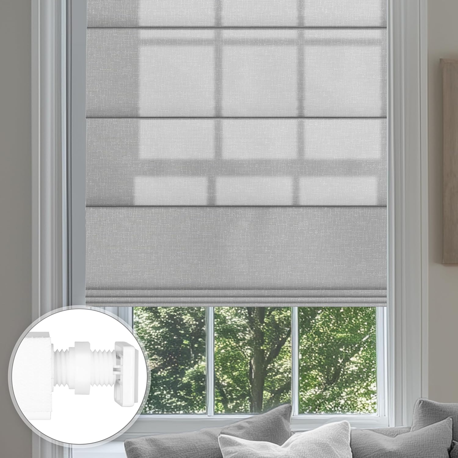 No Drill Roman Shades for Windows with UV Protection and Insulation