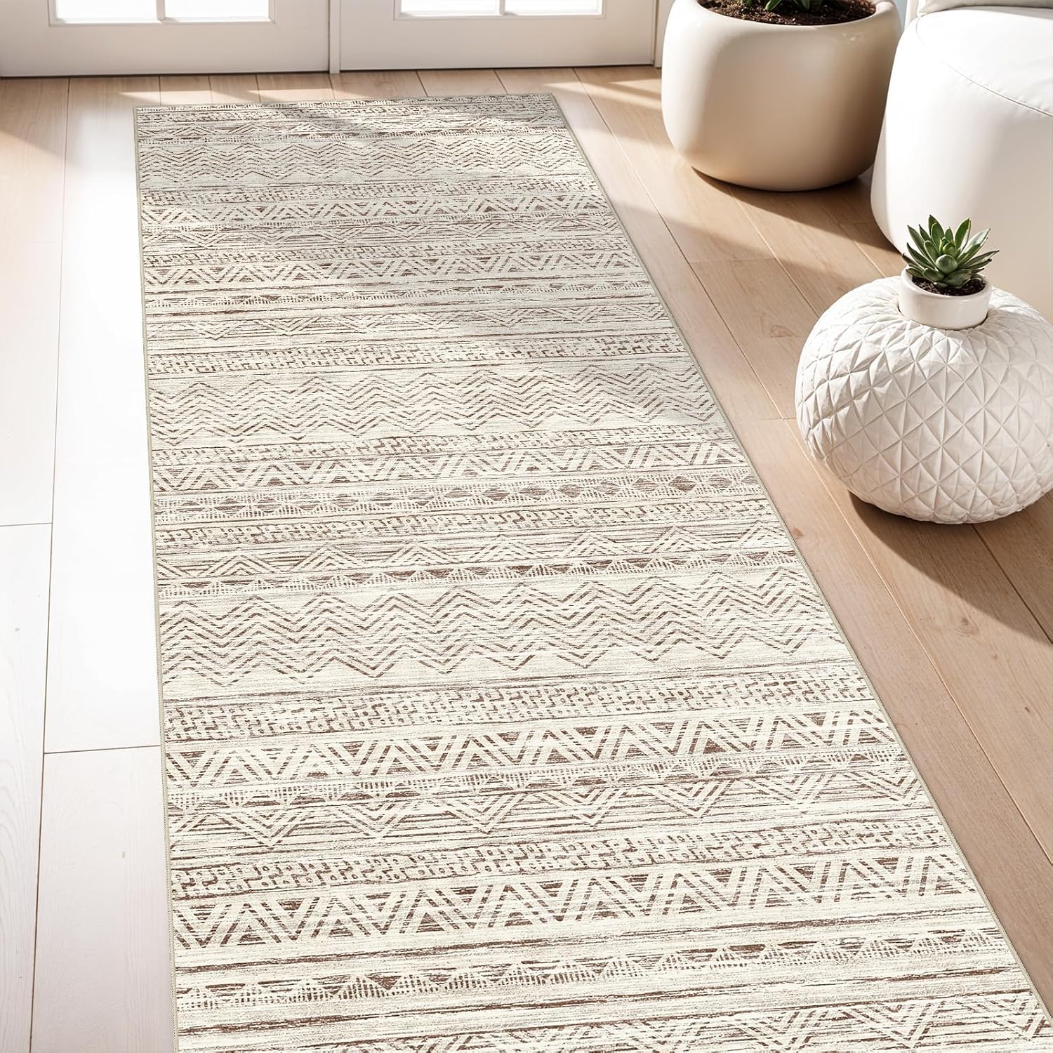 3x7 Washable Hallway Runner Rug - Moroccan Non-Slip Indoor Use