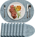 Set of 8 Non-Slip Heat Resistant Oval Leather Placemats for Dining