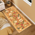 2x5 Orange Runner Rug for Hallway - Washable Low Pile Floral
