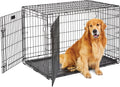 Large LifeStages Double Door 42-In Folding Dog Crate - Secure