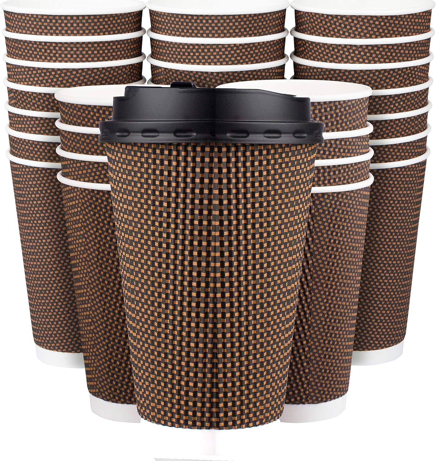 Premium 16 oz Insulated Ripple Coffee Cups - 80 Pack