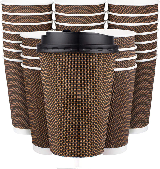 Premium 16 oz Insulated Ripple Coffee Cups - 80 Pack