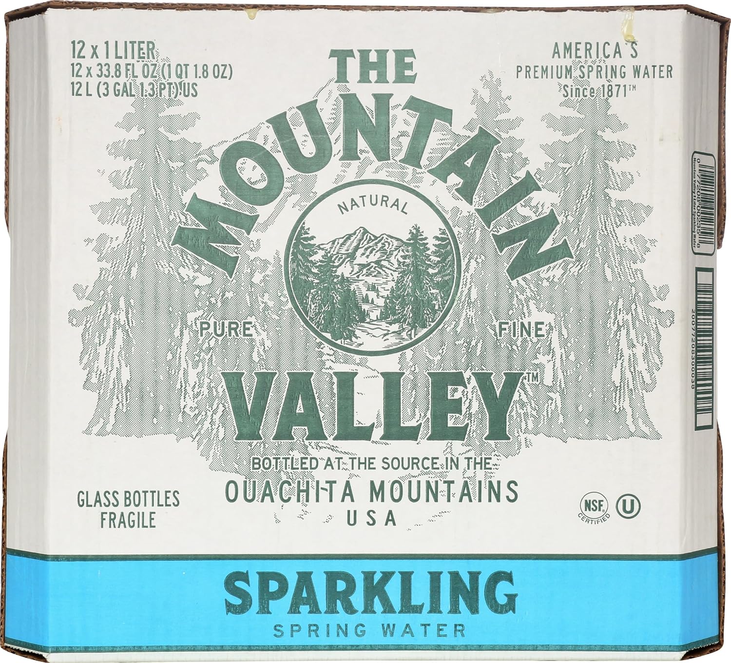 Mountain Valley Sparkling Water 12 Pack - Refreshing 1 Liter Bottles