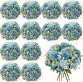 Tigeen Mist Blue Artificial Rose Bouquets 12-Pack - Long-Lasting Decor