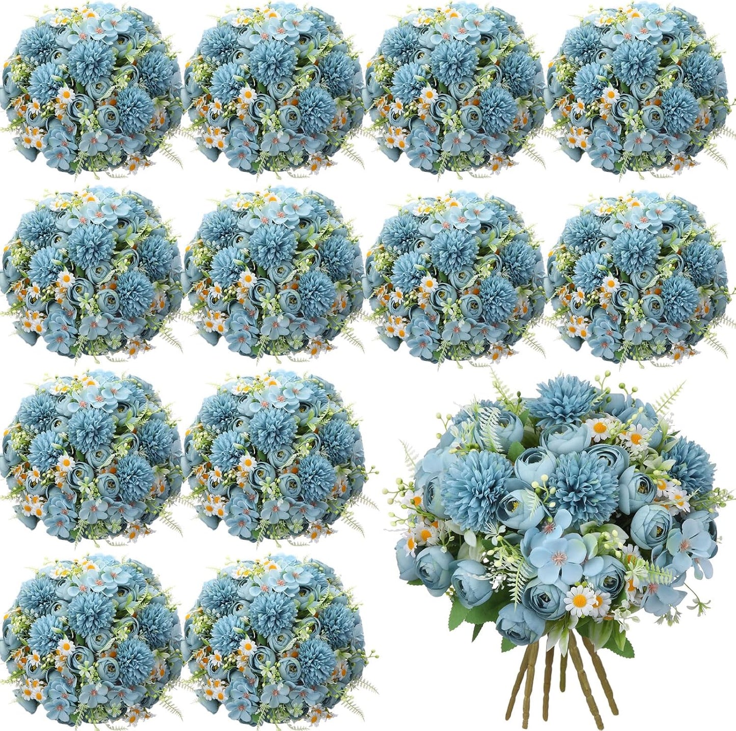 Stunning Mist Blue Artificial Peonies and Roses for Decor