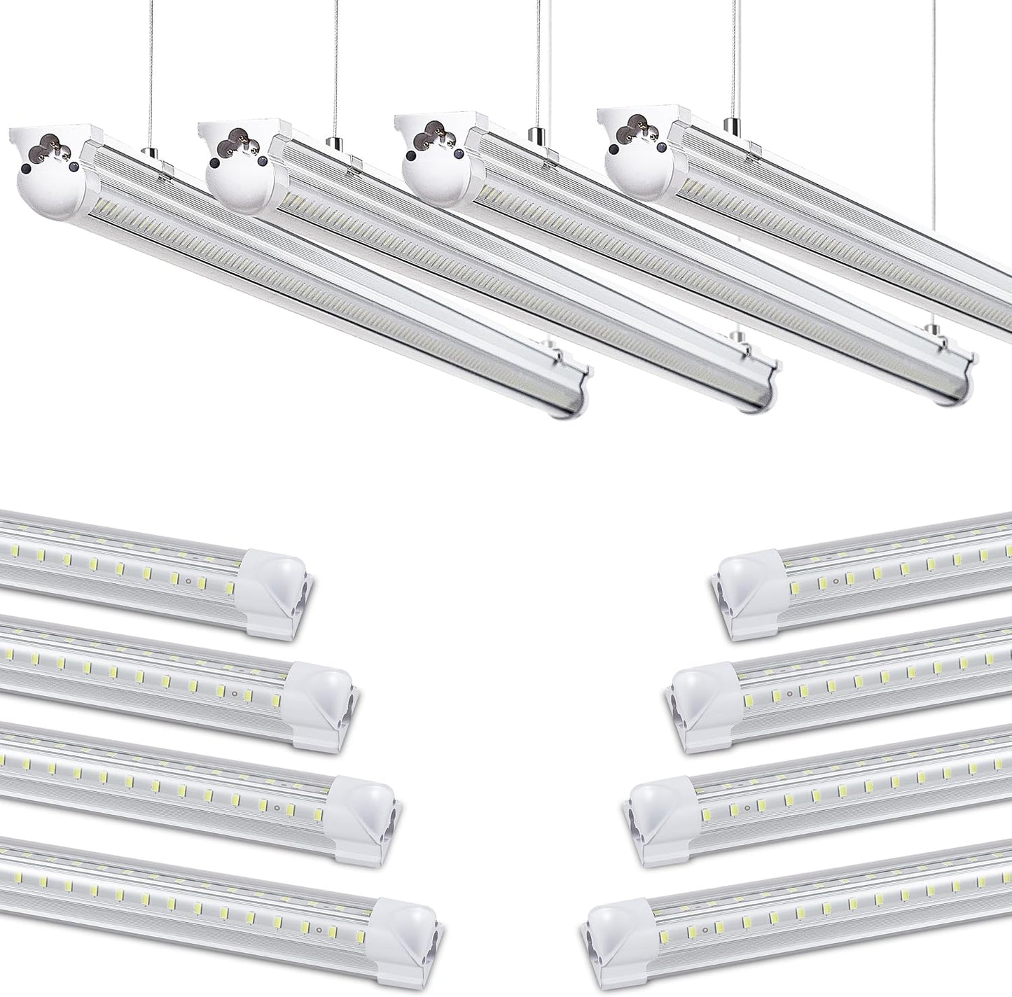 8Pack 8FT LED Shop Light for Garage, Super Bright 15500LM