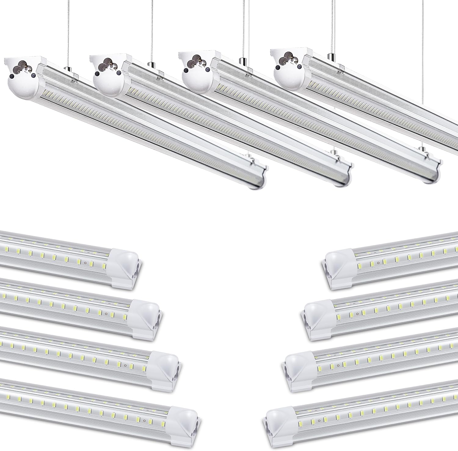 8Pack 8FT LED Shop Light for Garage, Super Bright 15500LM