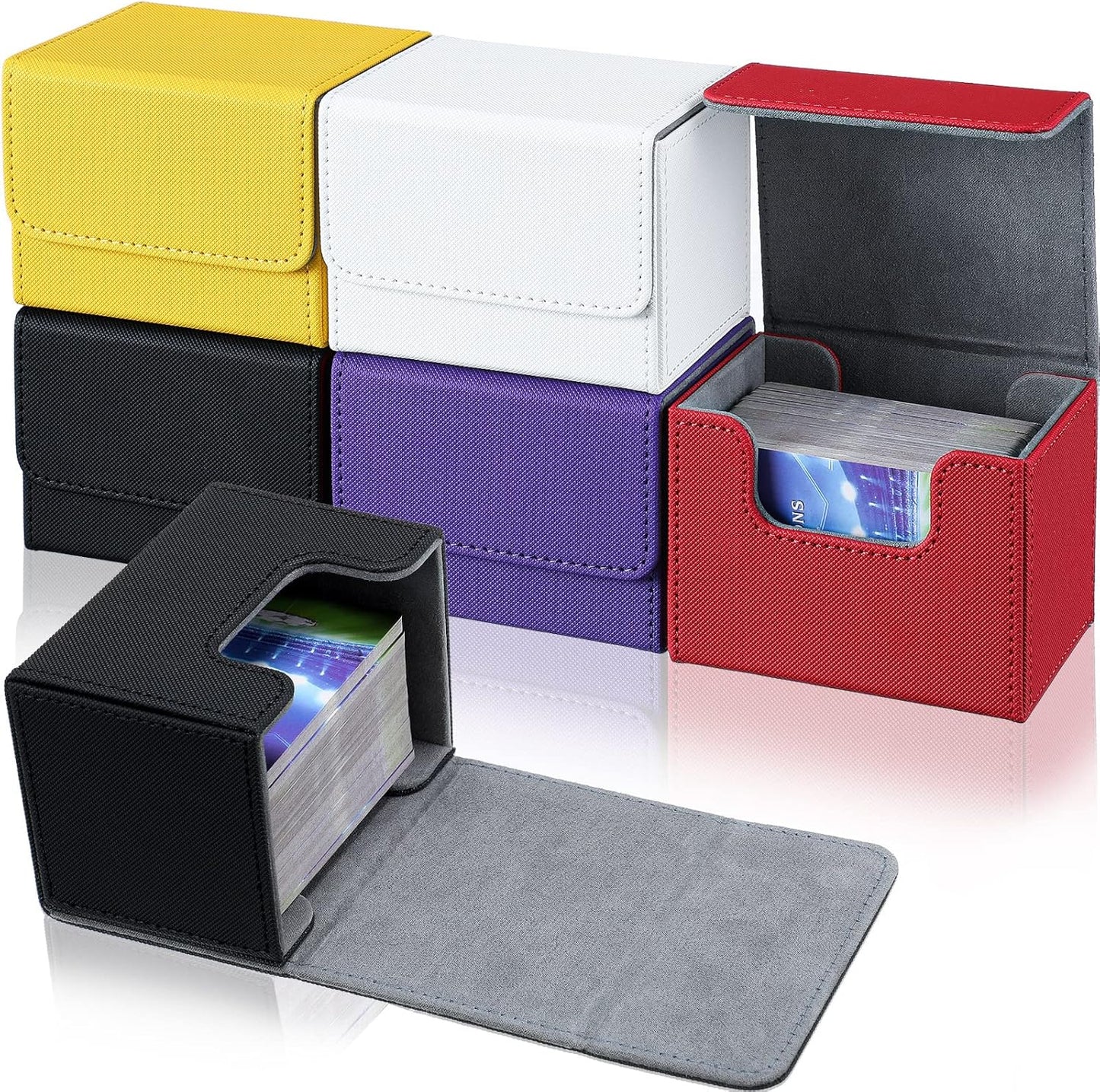 Yookeer 6 Pack Leather Deck Cases for 100 Plus Cards Storage
