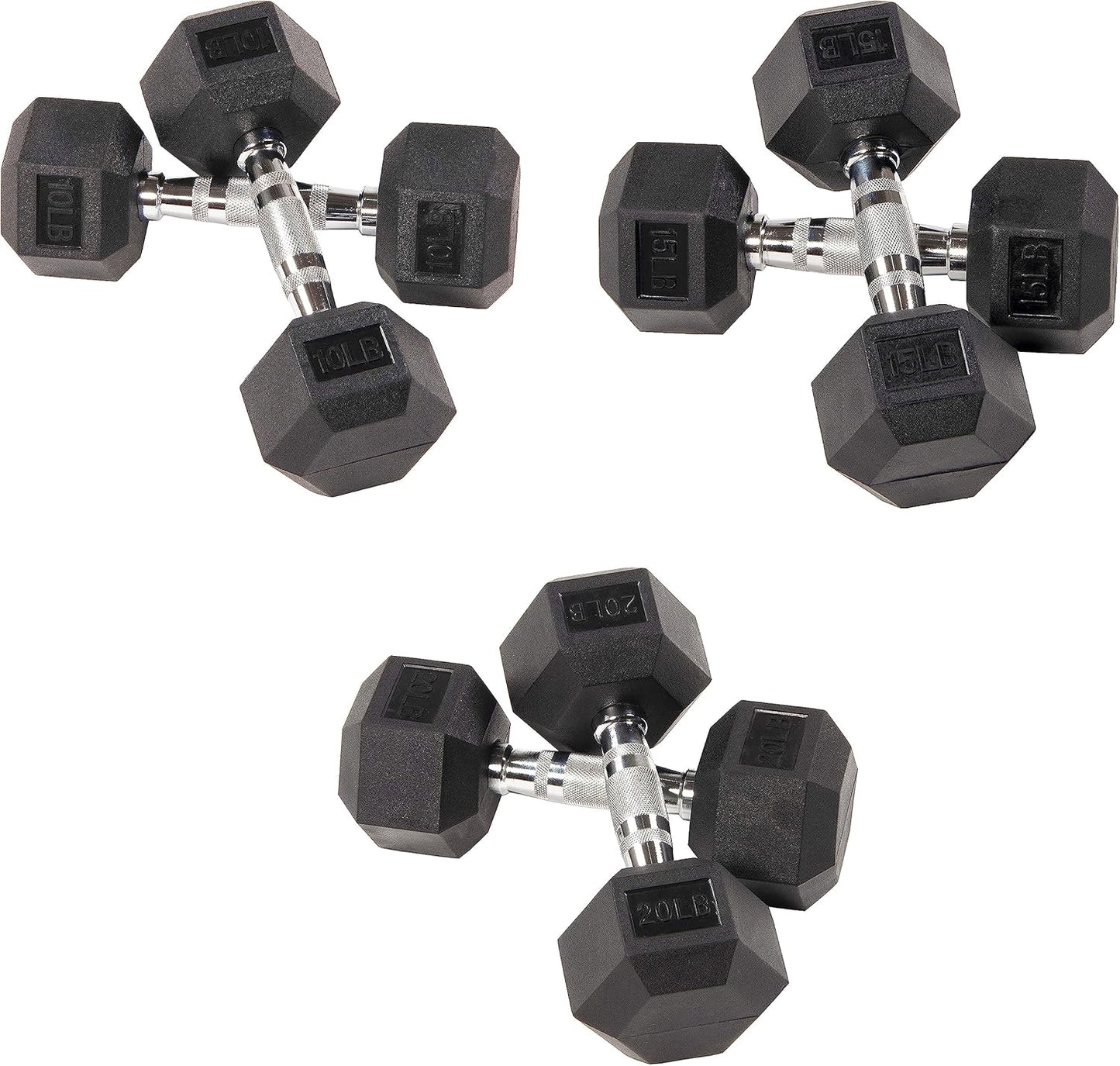 Premium Rubber Coated Hex Dumbbell Weight Set for Home Gym