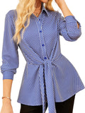 GRACE KARIN Peplum Tie Front Striped Button Down Shirt (Style LTDJ)
