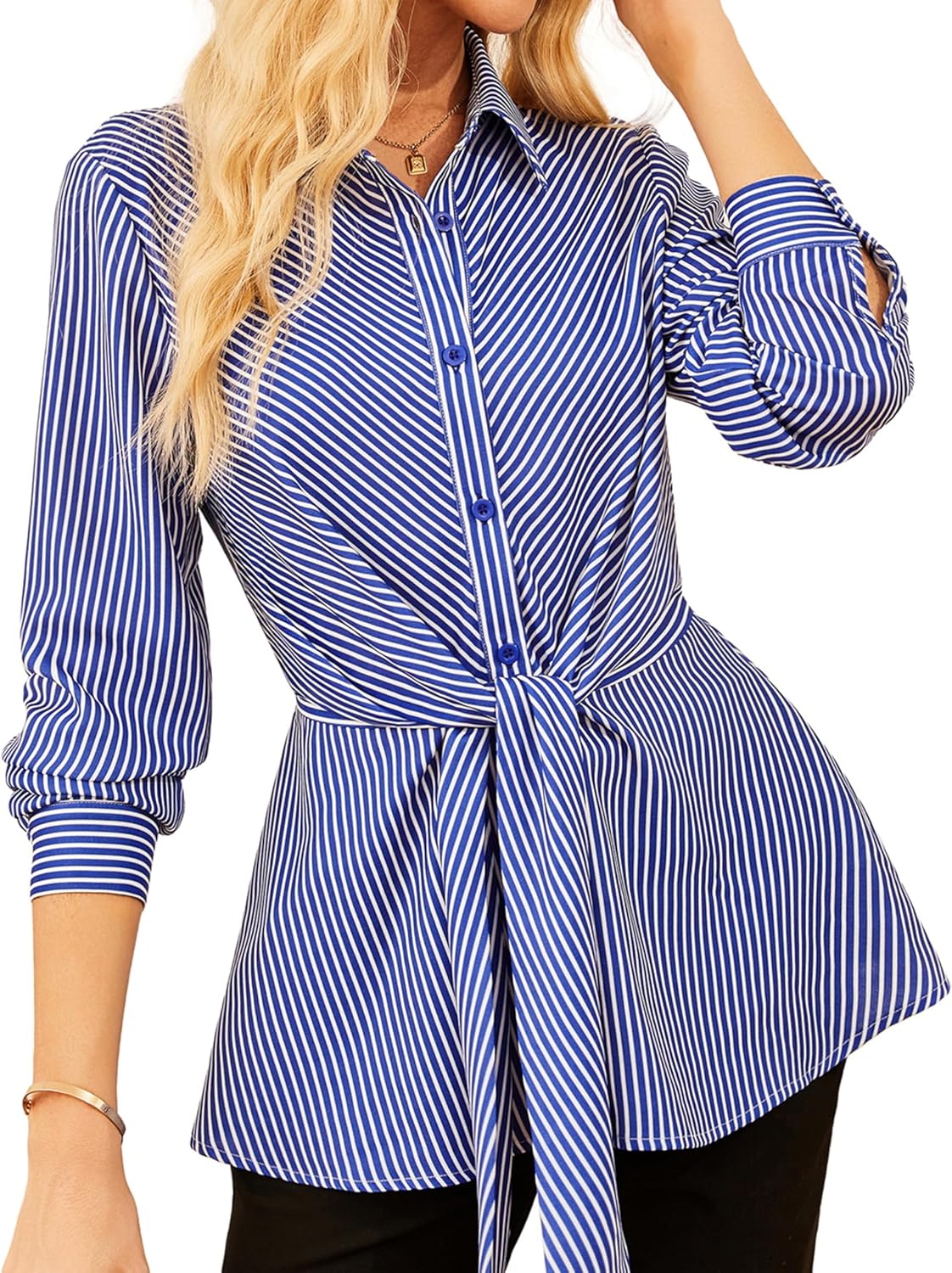 GRACE KARIN Peplum Tops for Women with Tie Front Design