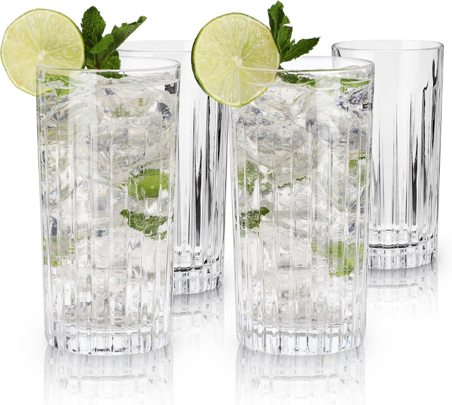 Viski Reserve Milo Crystal Highball Glasses Set of 4