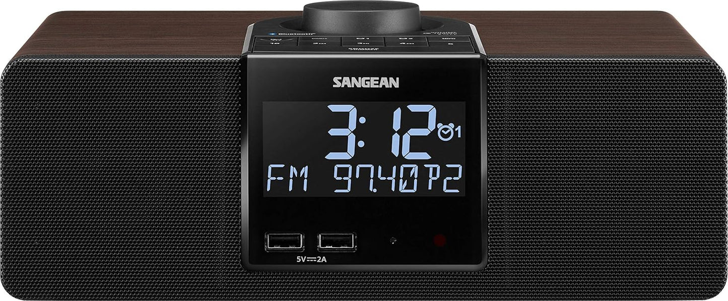 Sangean RCR-40 Wooden Clock Radio with Bluetooth and AUX