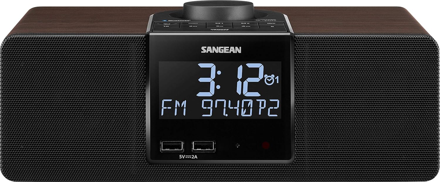 Sangean RCR-40 Wooden Clock Radio with Bluetooth and AUX