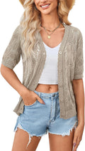 Yekaty Womens Crochet Short Sleeve Summer Cardigan - Lightweight Layer