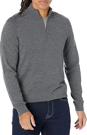 Men's Regular-Fit Merino Wool Half-Zip Sweater for Comfort
