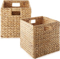 Water Hyacinth Storage Baskets 12 in x 12 in Set of 2 - Natural Cube