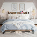 California King Bed Frame with Storage Headboard and Charging Station