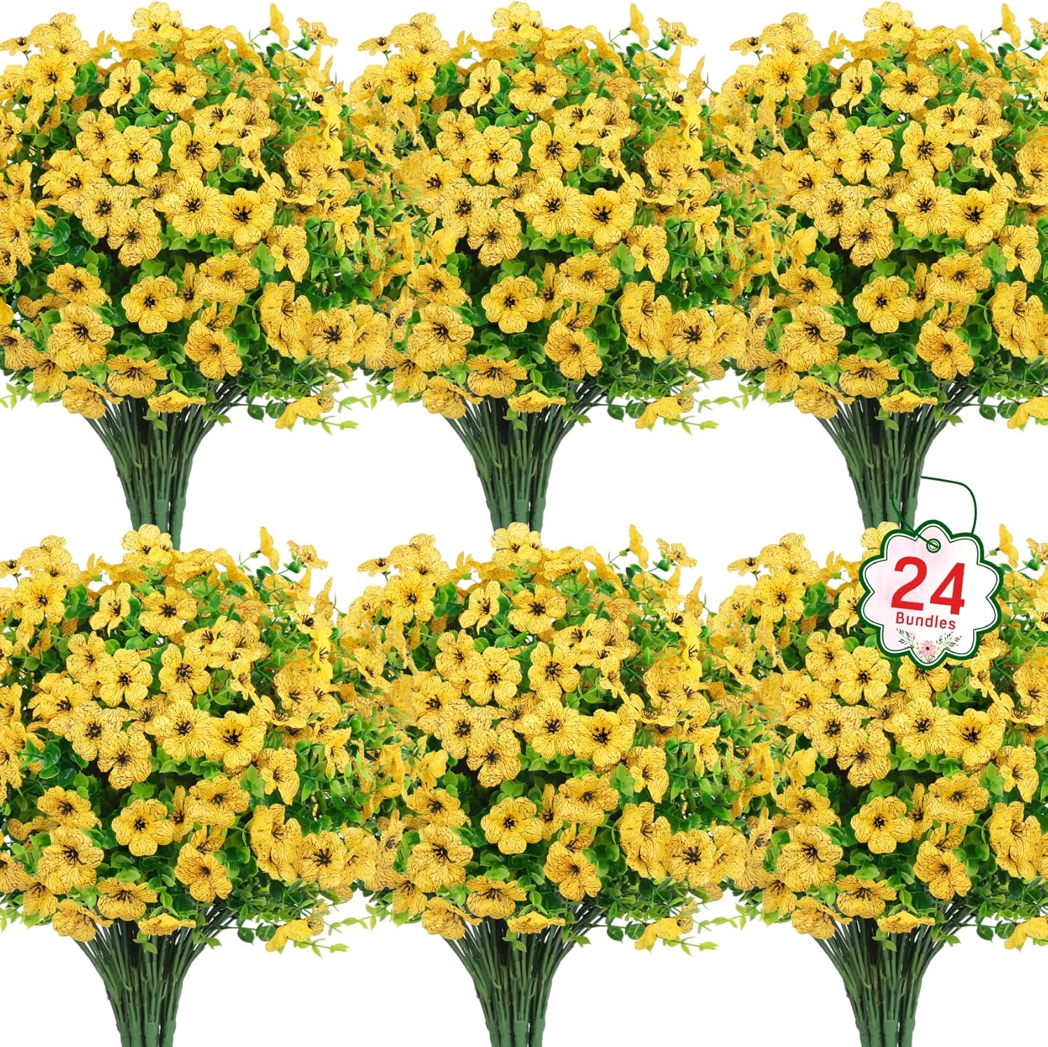 Artificial Flowers for Outdoors - 24 Bundles of Vibrant Decor