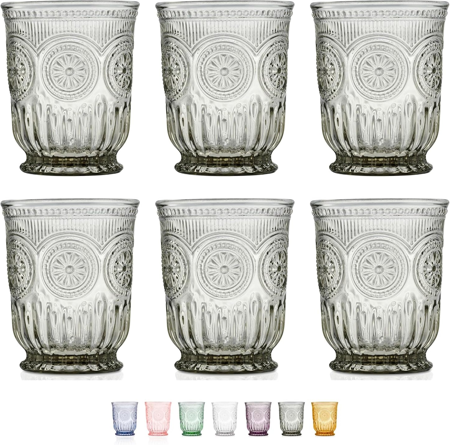 Yungala Black Glassware Set of 6 Smoke Drinking Glasses