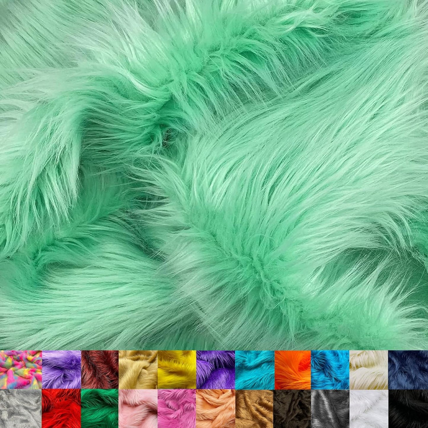 Ice Fabrics Faux Fur Fabric - Super Soft Shaggy Mohair Mint