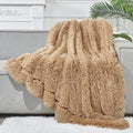 Fuzzy Faux Fur Throw Blanket Twin Size Brown - Super Soft Cozy