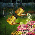 Solar Garden Watering Can Lights with Cascading Snowflake Glow - 2