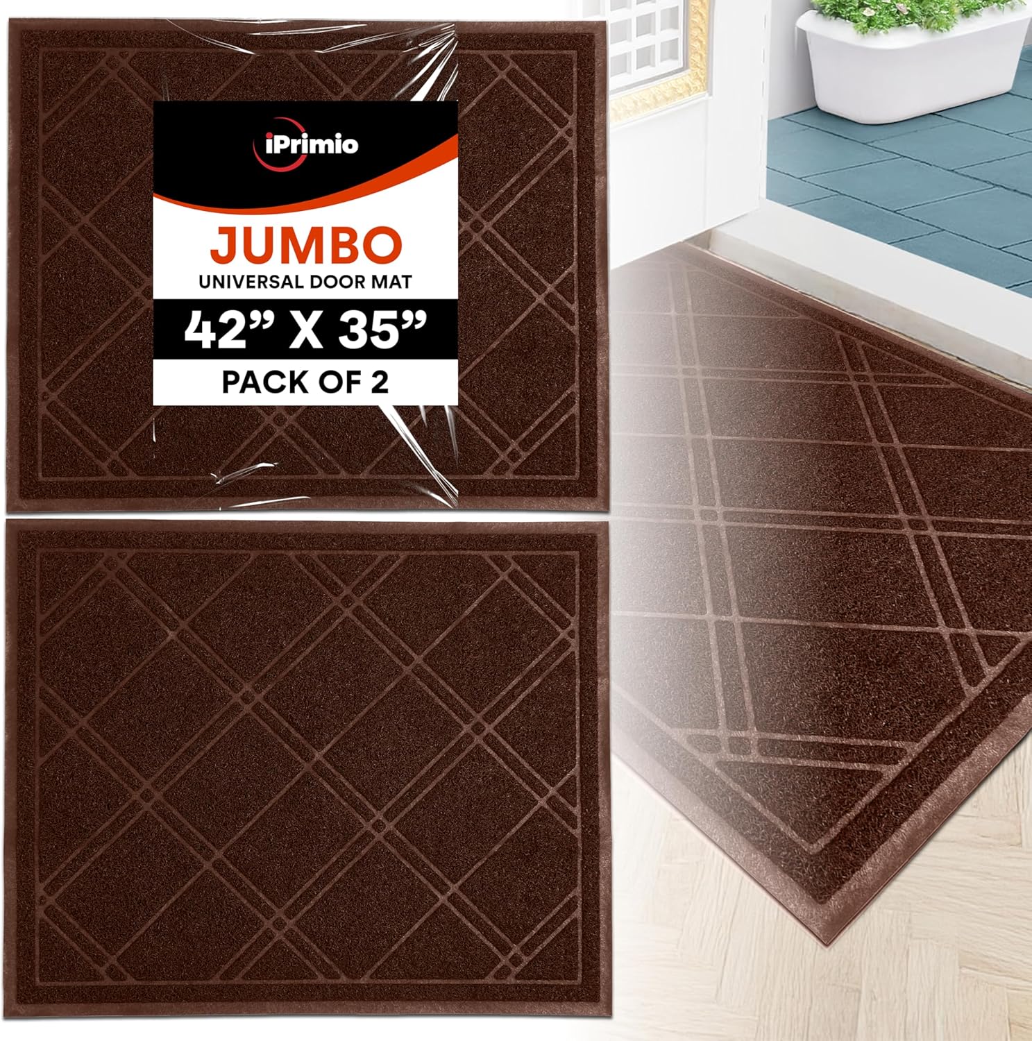 SlipToGrip Universal Door Mat - Durable Anti-Slip Plaid Design