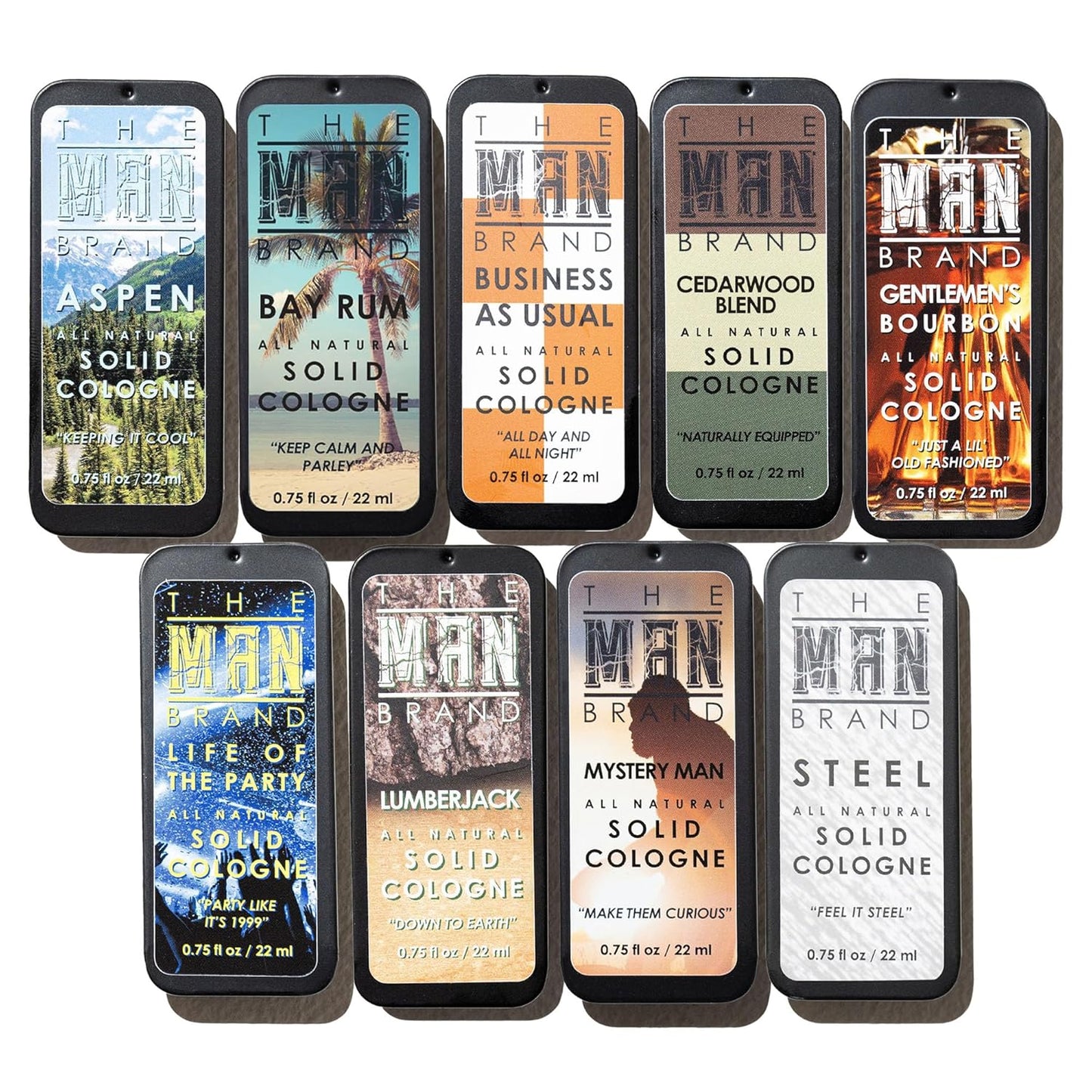 Solid Cologne Sample Set of 9 - Unique Scents for Men