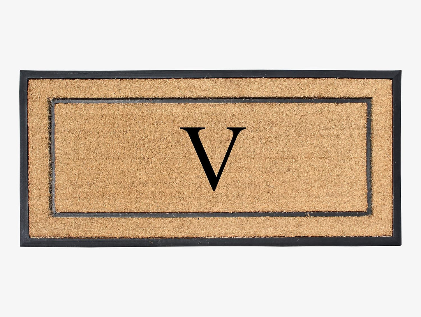 Natural Coir & Rubber Large Monogrammed Doormat for Entryways