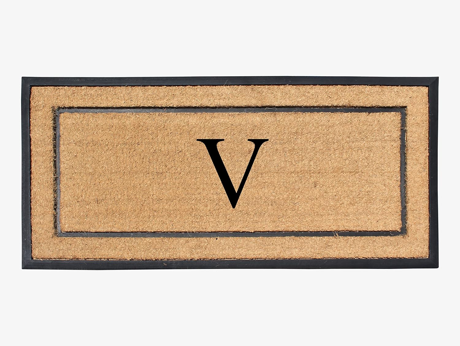 Natural Coir & Rubber Large Monogrammed Doormat for Entryways