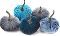 Set of 5 Small Velvet Pumpkins - Handcrafted Fall Mantel Decor