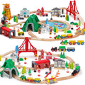 SainSmart Jr. 112-Piece Wooden Train Set for Toddler - Durable