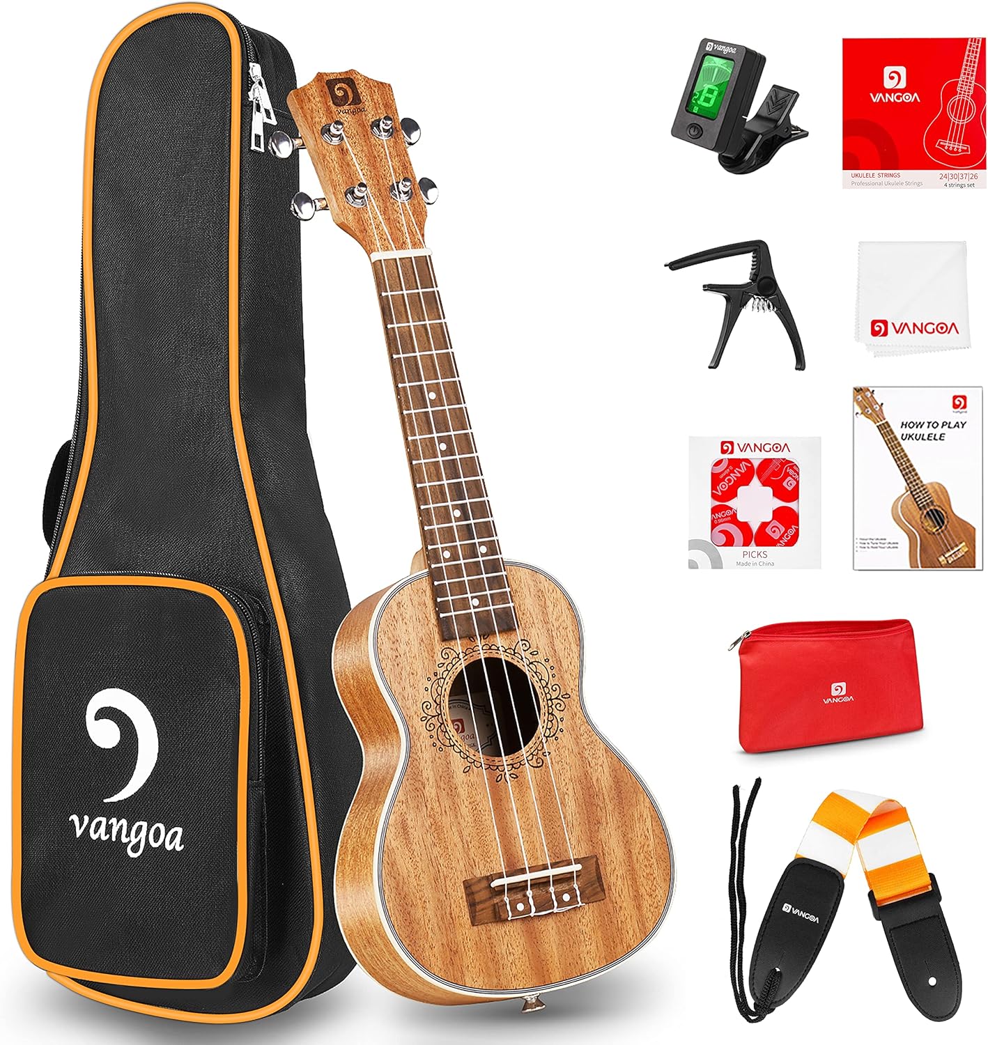 Vangoa Soprano Ukulele Kit: Professional Mahogany Wood - Perfect for Kids & Students!