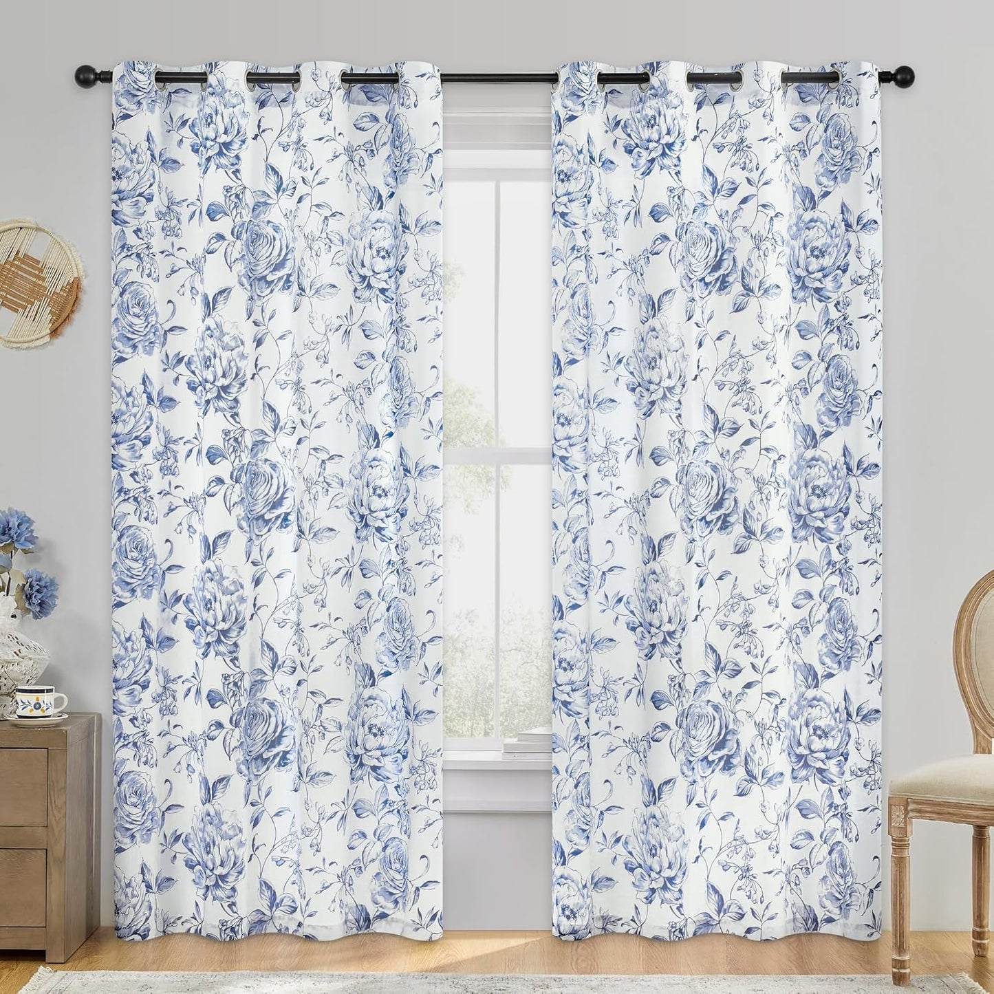 Beauoop Floral Curtains 84 Inches Long for Bedroom Living Room