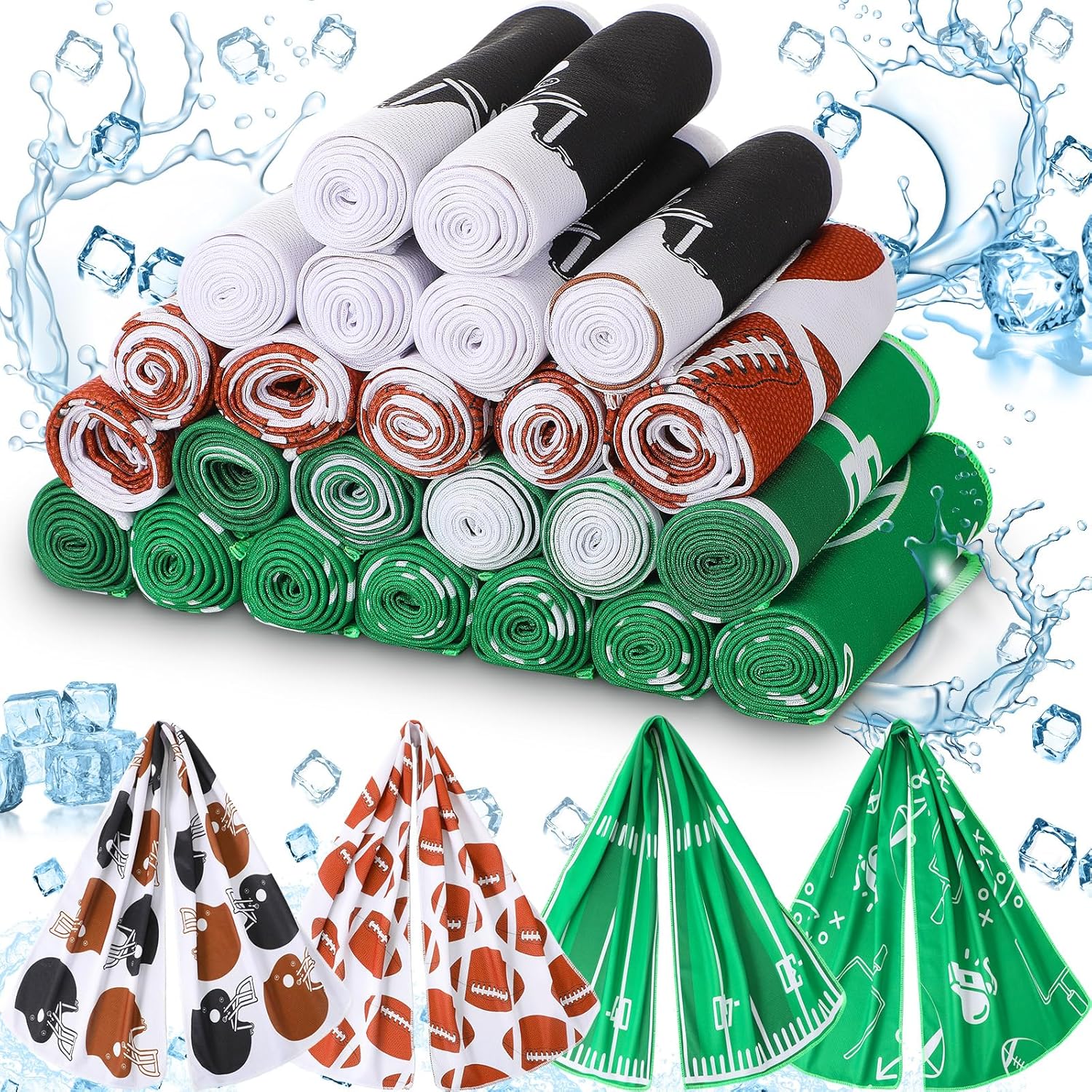 24 Pack Football Cooling Towels for Athletes and Teams