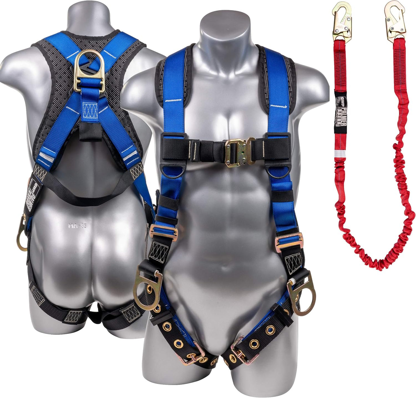 Full Body Harness with Detachable 6ft Shock Absorbing Lanyard