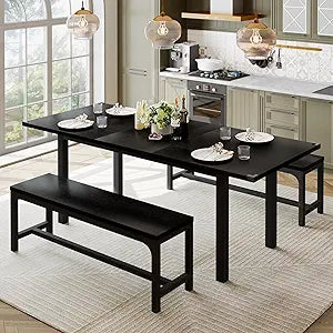 Feonase 63in Extendable Dining Table Set for Small Spaces