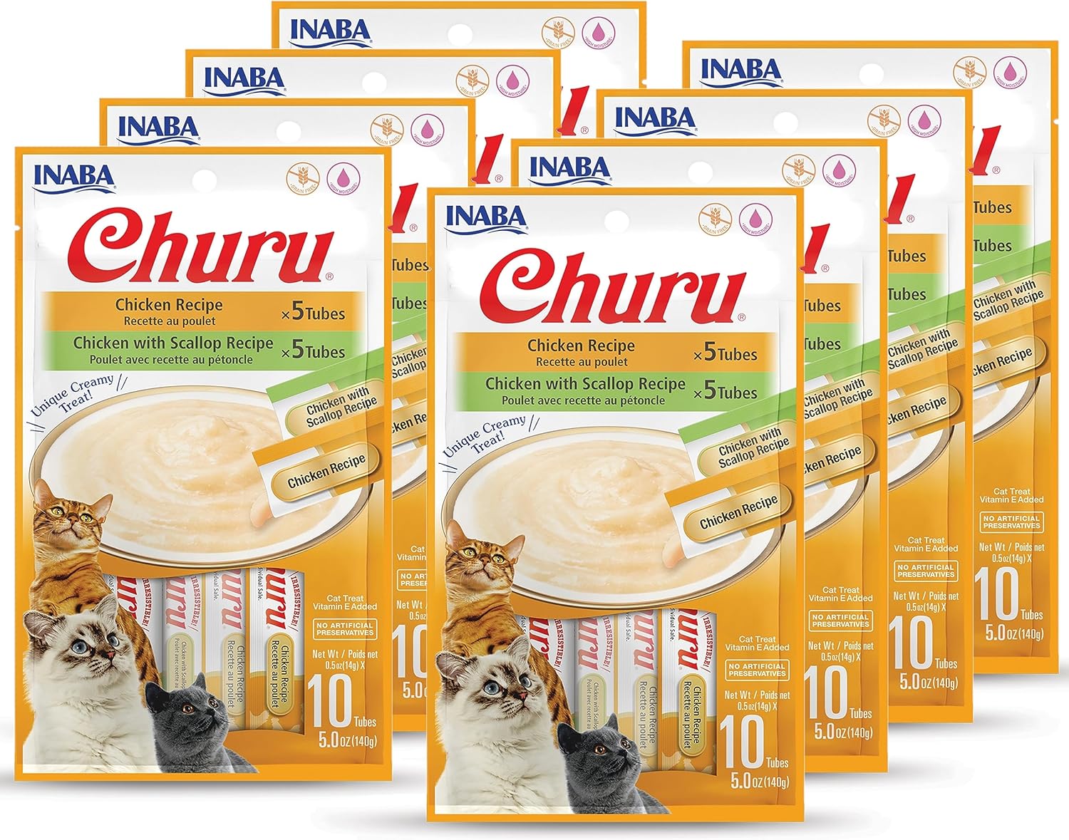 Churu Cat Treats, Grain-Free, Lickable Puree for Cats