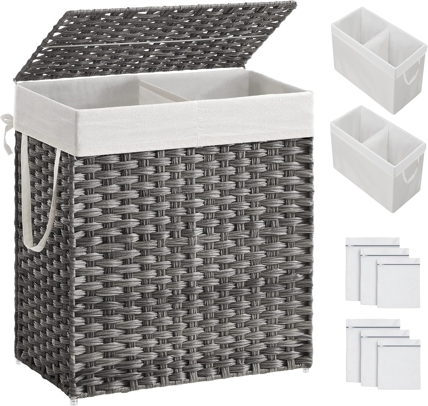 SONGMICS Laundry Hamper with Lid and Removable Liner Bags