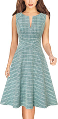 VFSHOW Womens Front Zipper A-Line Dress - Slim Work Skater Dress