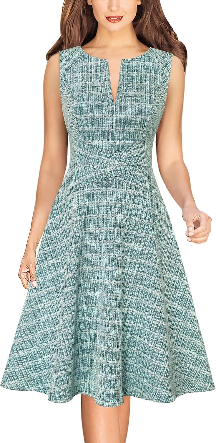 Elegant Front Zipper Slim A-Line Dress for Work and Parties