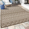 Outdoor Rug 5x8 ft Brown Flatweave - Non Slip Patio Rug