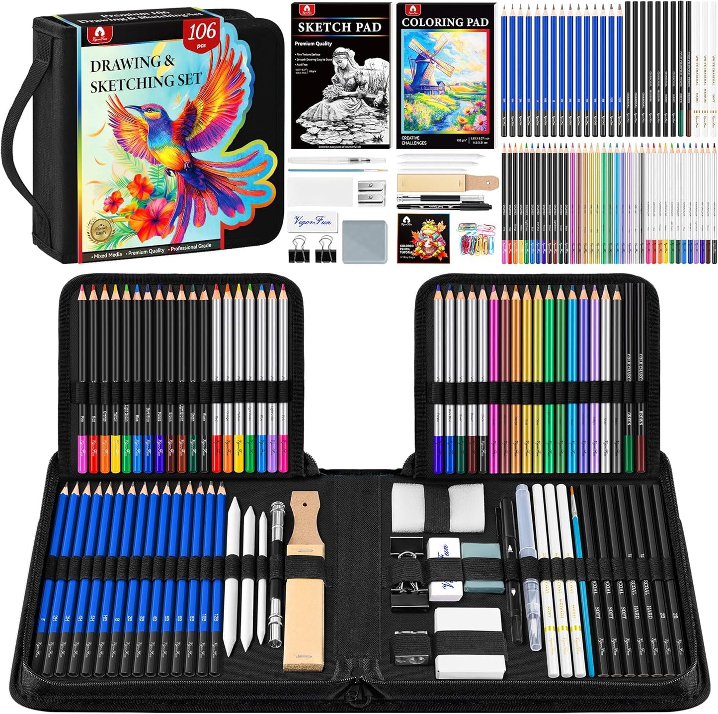 Complete Art Kit with 106 Pro Supplies - Vibrant Creations!