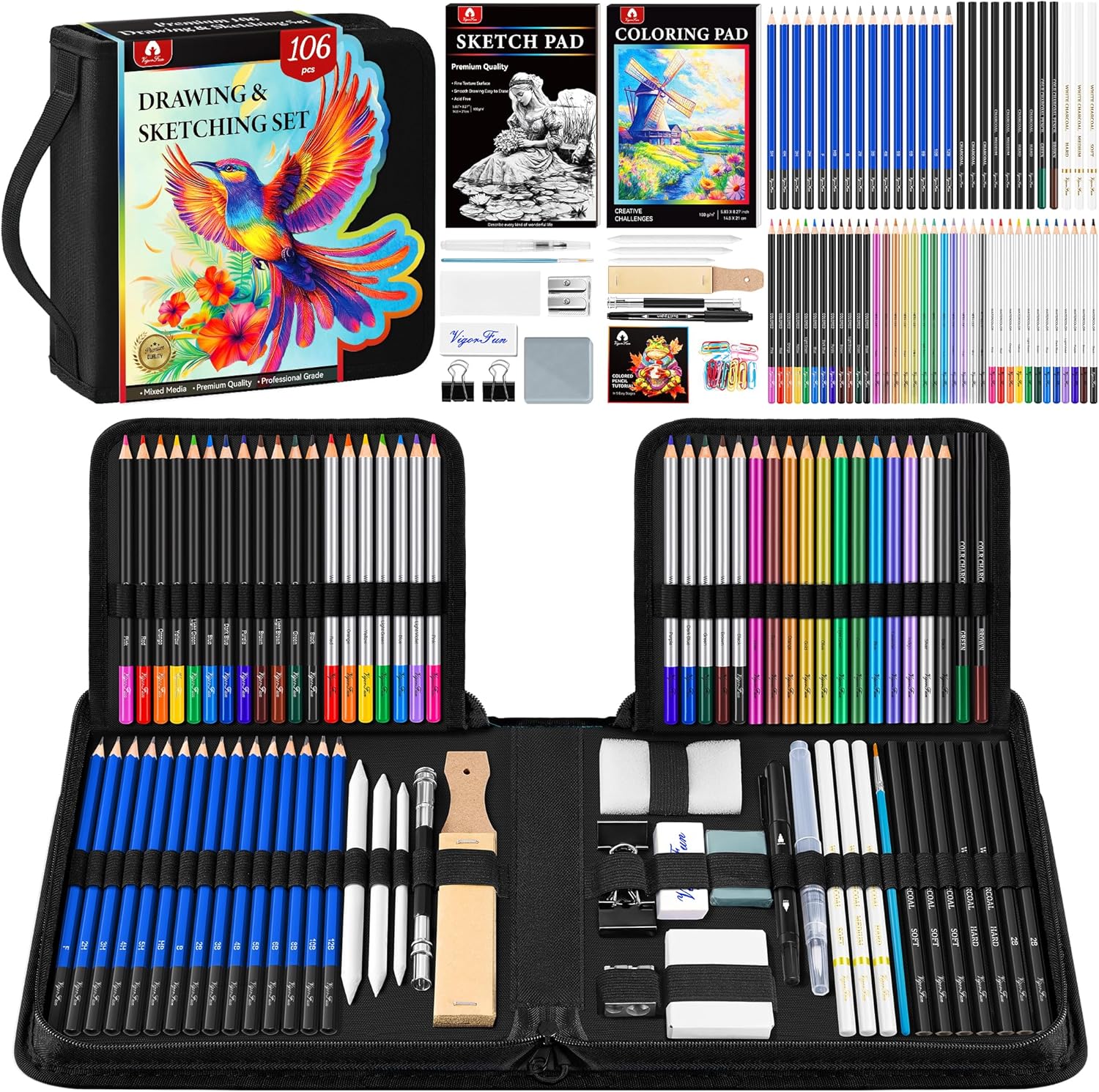 Complete Art Kit with 106 Pro Supplies - Vibrant Creations!