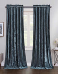 Chezmoi Lux Storm Blue Lush Plush Velvet Curtains 2 Panel Set - Room