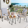 3 Piece Bistro Set Outdoor with Thick Cushions & Table - Grey