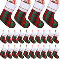 Red Green Buffalo Plaid Christmas Stockings 24 Pack - Large 18 in
